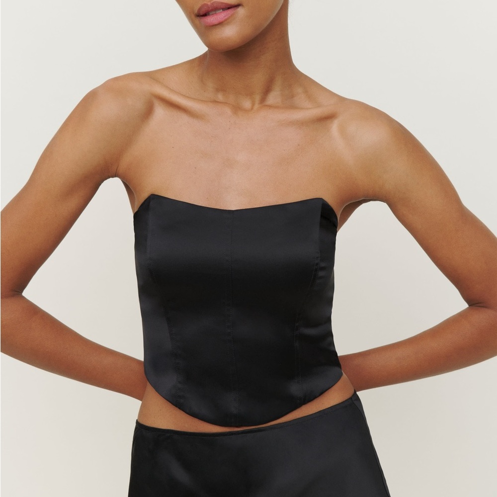 Reformation Maia Silk Top - Black